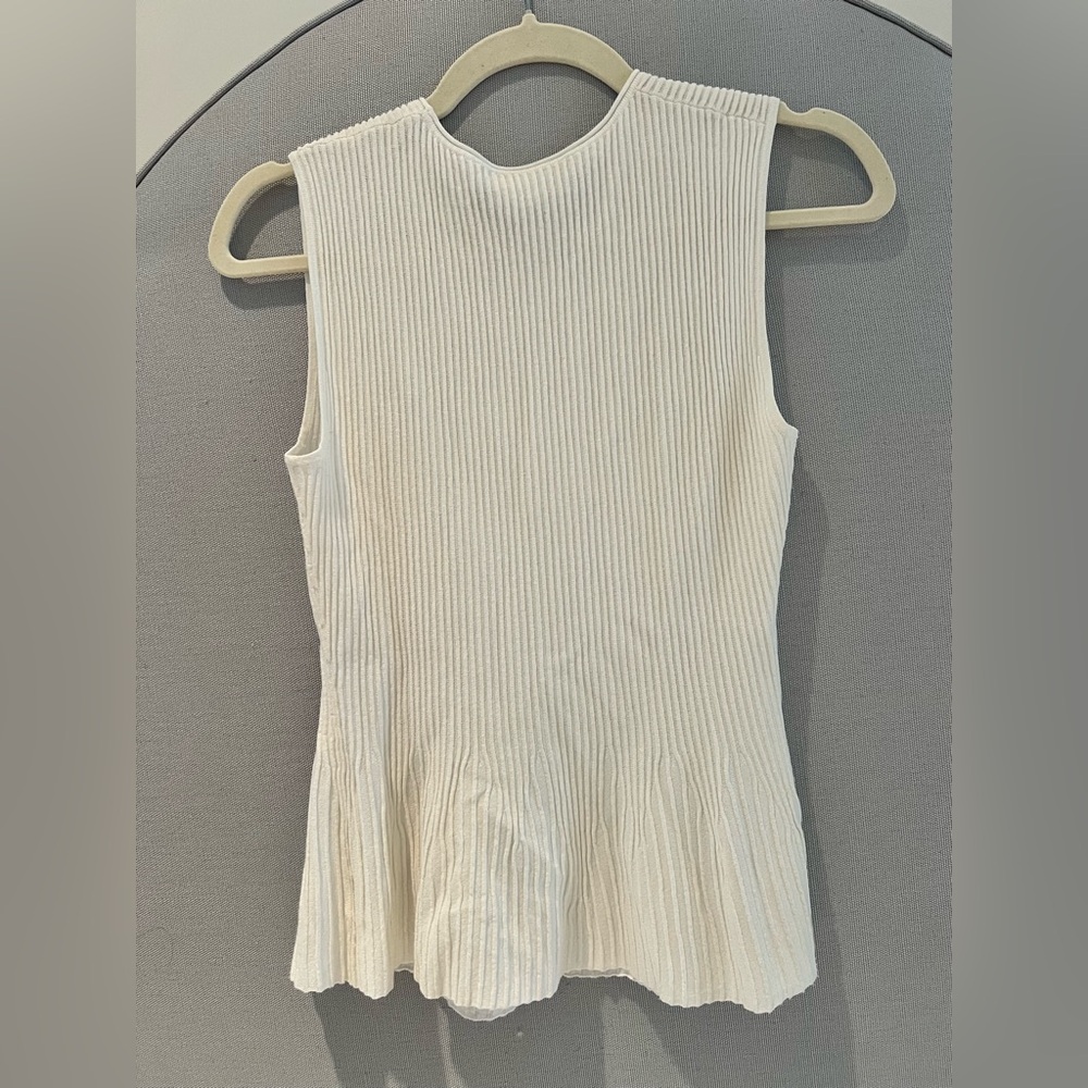 Theory Ivory Ribbed Tank Top - Picture 2 of 2